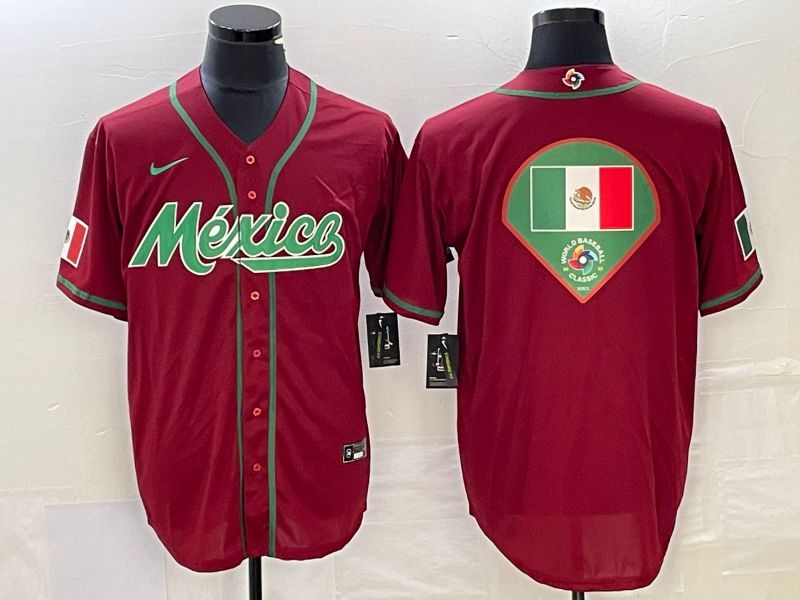 Men 2023 World Cub Mexico Blank Red Nike MLB Jersey8->more jerseys->MLB Jersey